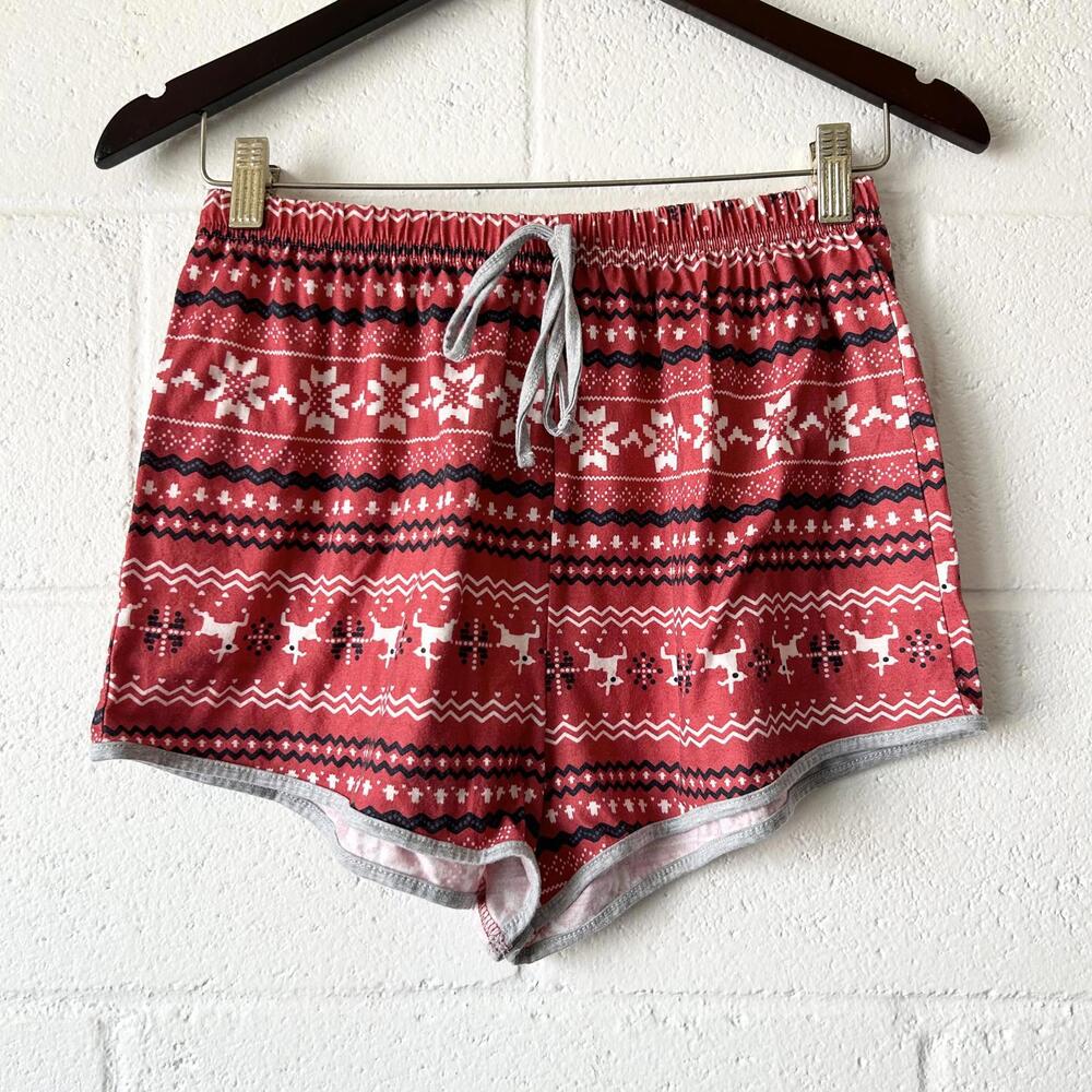 Romwe Christmas Reindeer Snowflake Shorts Women’s Medium